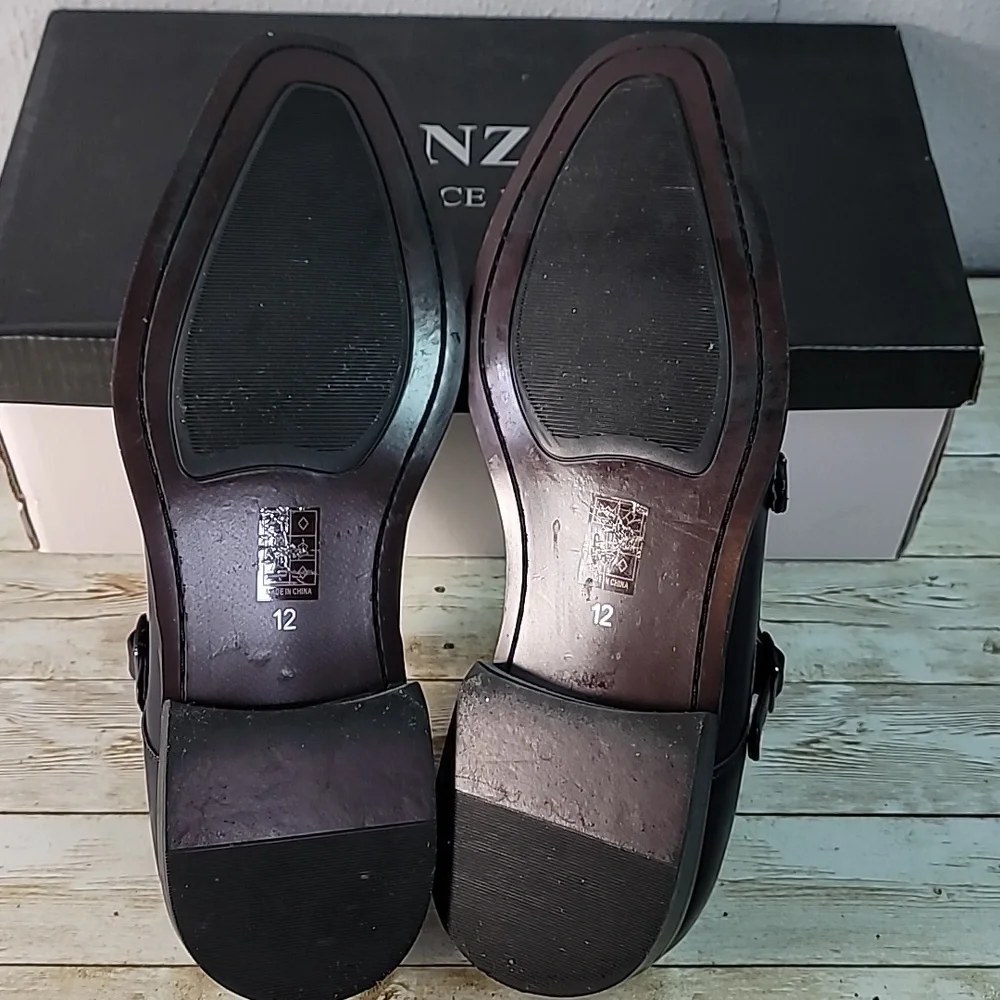 Menz GGG Double Monk Strap Men's Dress Shoes Navy Blue Pleather‎ Silver Hardware